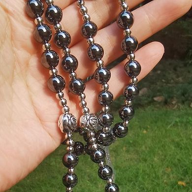 Hematite Rosary Baptism First Communion Gift