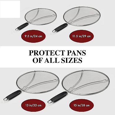 13" Stainless Steel Frying Pan Splatter Screen - Oil Splash Guard for Bacon, Chicken & Popcorn