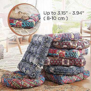 Boho Style Square Floor Pillows: 22x22" Memory Foam Yoga, Meditation, Living Room Decor