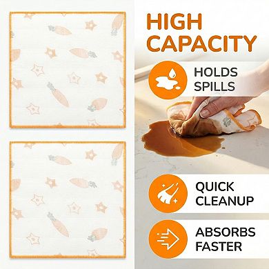 Reusable Swedish Kitchen Dish Cloths, 3 Pack Cute Patterned Towels Quick Dry Kitchen Rags 12"x12"