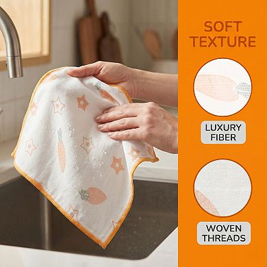 Reusable Swedish Kitchen Dish Cloths, 3 Pack Cute Patterned Towels Quick Dry Kitchen Rags 12"x12"