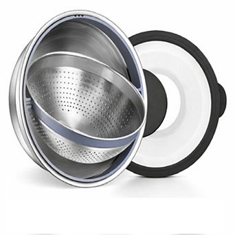 4-in-1 Rotatable Stainless Steel Colander Set with Mixing Bowl & Graters Black