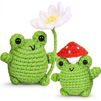 Beginner Crochet Kit, DIY Frog Amigurumi, Step-by-Step Video Tutorials