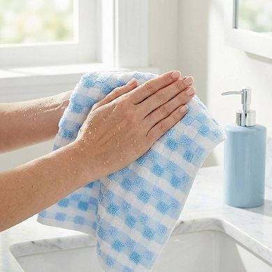 Checkered Plaid Cotton Hand Towel 29x13 Inches, 3D Jacquard Soft Absorbent Towel for Home