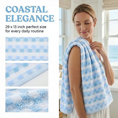 Checkered Plaid Cotton Hand Towel 29x13 Inches, 3D Jacquard Soft Absorbent Towel for Home