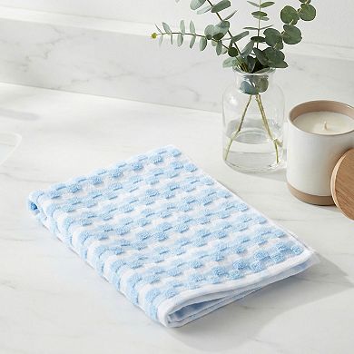 Checkered Plaid Cotton Hand Towel 29x13 Inches, 3D Jacquard Soft Absorbent Towel for Home