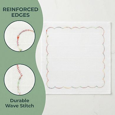 3 Pack Cotton Cleaning Rainbow Stitched Edge Dish Cloths, Absorbent Lint-Free Towels 10"x10"