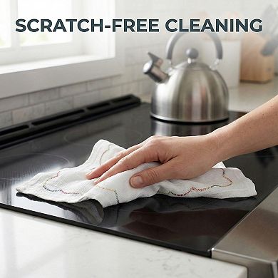 3 Pack Cotton Cleaning Rainbow Stitched Edge Dish Cloths, Absorbent Lint-Free Towels 10"x10"