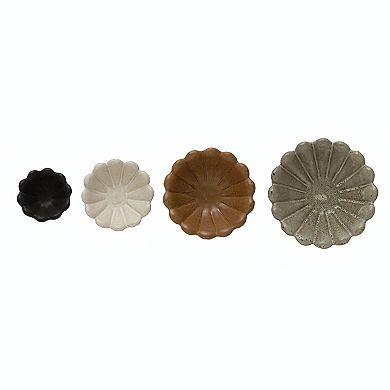 Set of 4 Stoneware Flower Bowls in Neutral Colors: 6", 5", 4", 3"