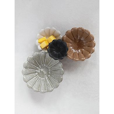 Set of 4 Stoneware Flower Bowls in Neutral Colors: 6", 5", 4", 3"