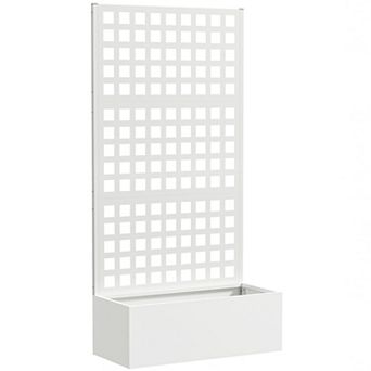 Outsunny Metal Planter Box with Trellis, Drain Holes, 35inchx16inchx70inch