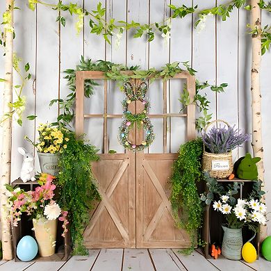 Easter Bunny Wreath Spring Door Decor with Eggs Eucalyptus