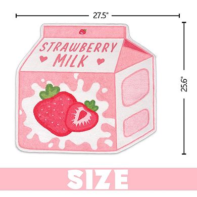 Cute Strawberry Milk Rug Non-slip Soft 25.6"x27.5"