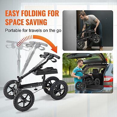Aluminum Knee Scooter for Adults with Smooth Air-Filled Tires and Portable Foldable Design