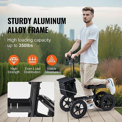 Aluminum Knee Scooter for Adults with Smooth Air-Filled Tires and Portable Foldable Design