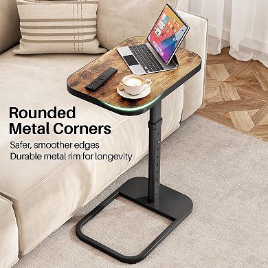 C Shaped TV Tray Table Adjustable Height Flip-top