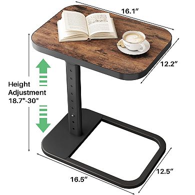 C Shaped TV Tray Table Adjustable Height Flip-top