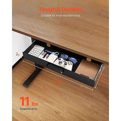 Under-Desk Drawer with Ball-Bearing Slides, Cable Management, Felt Liner for Office Supplies