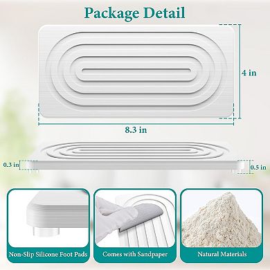 2 PCS Water Absorbing Stone Tray for Sink, Quick Drying Diatomite Bathroom Tray Countertop,8.3" x 4"