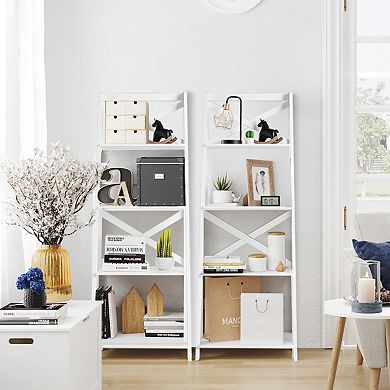 Costway 4-Tier Ladder Shelf Bookshelf Bookcase Storage Display Plant Leaning Shelf