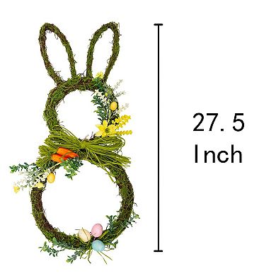 Easter Wreath Spring Bunny Pastel Eggs Carrots Flowers Decor