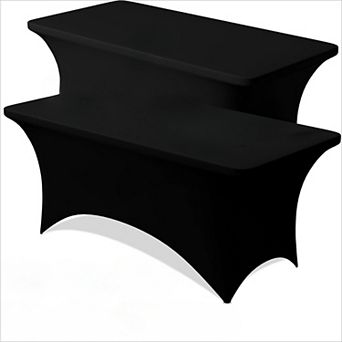 2 Pack 6FT Spandex Table Cloth - 72 x 30 Inch Rectangular Stretch Tablecloth, Wrinkle Resistant