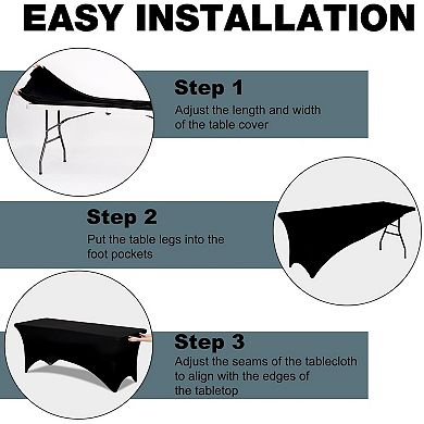 2 Pack 6FT Spandex Table Cloth - 72 x 30 Inch Rectangular Stretch Tablecloth, Wrinkle Resistant