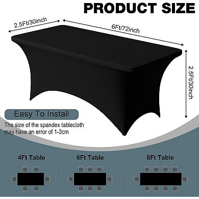 2 Pack 6FT Spandex Table Cloth - 72 x 30 Inch Rectangular Stretch Tablecloth, Wrinkle Resistant