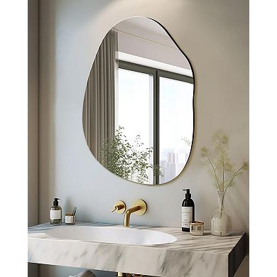 Asymmetrical Wall Mirror 22x30" - Tempered Glass, Modern Design, Fits Bedrooms, Entryways, Living