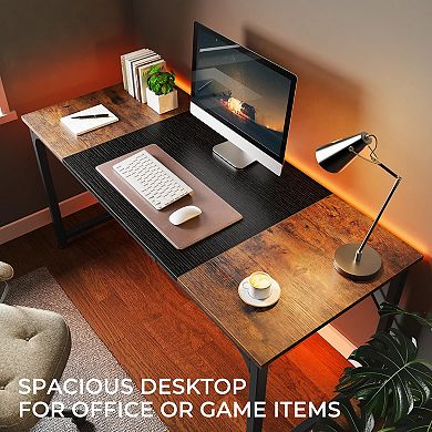 63" Rustic Brown & Black Desk: Stylish, Space-saving, Multi-functional for Home Office, Gaming