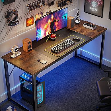 63" Rustic Brown & Black Desk: Stylish, Space-saving, Multi-functional for Home Office, Gaming