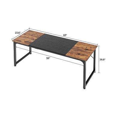 63" Rustic Brown & Black Desk: Stylish, Space-saving, Multi-functional for Home Office, Gaming