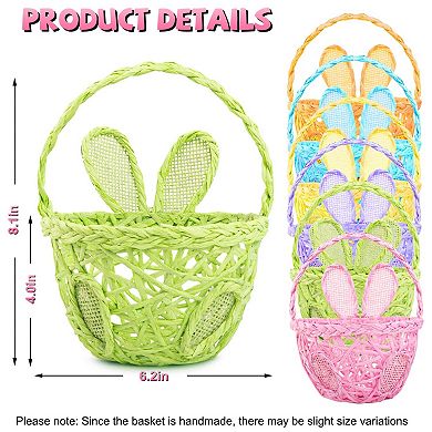 6 pcs Bunny Ear Easter Baskets for Garden Party Egg Hunt