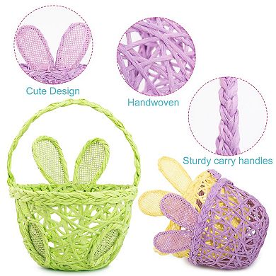 6 pcs Bunny Ear Easter Baskets for Garden Party Egg Hunt