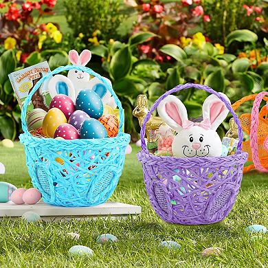 6 pcs Bunny Ear Easter Baskets for Garden Party Egg Hunt