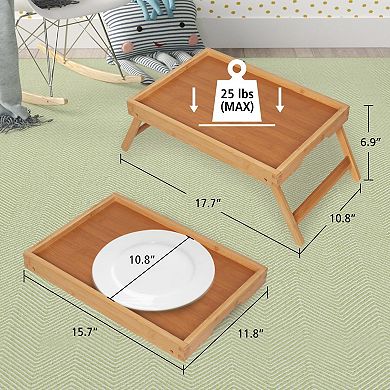 100% Bamboo Bed Tray with Folding Legs: Perfect for Kids, Reading, Tablet Use, Kitchen, Bedroom