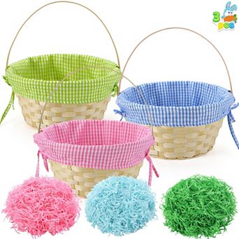 Easter Basket with Lining and Handle for Easter Egg Hunt 3 pc