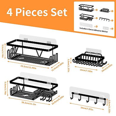 Adhesive Shower Organizer Space-Saving 4 Pack