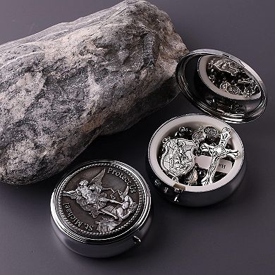 Saint Michael Hematite Rosary Necklace for Men