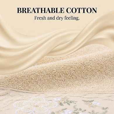 Floral Embroidered Hand Towels for Bathroom, 29" x 13" Soft Absorbent Flower Hand Towel Set