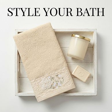 Floral Embroidered Hand Towels for Bathroom, 29" x 13" Soft Absorbent Flower Hand Towel Set