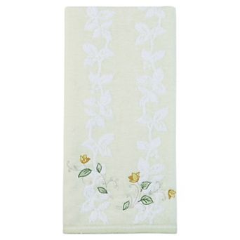 Cotton Jacquard Hand Towels with Floral Embroidery, 27"x13" Ultra Soft Towel Set for Room