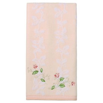 Cotton Jacquard Hand Towels with Floral Embroidery, 27"x13" Ultra Soft Towel Set for Room