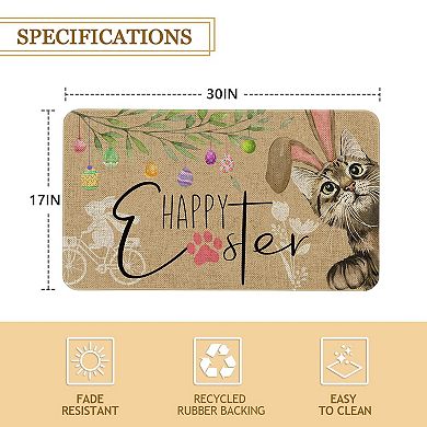 Happy Easter Door Mat Non Slip Spring Decor Welcome Mat 30" X 17"