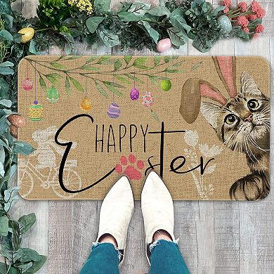 Happy Easter Door Mat Non Slip Spring Decor Welcome Mat 30" X 17"