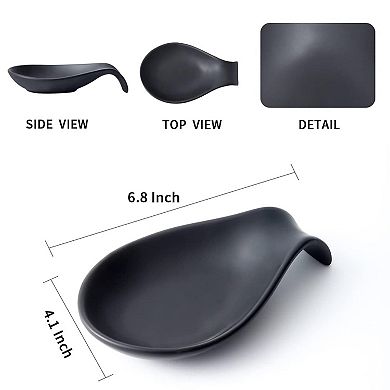 4" Black Spoon Rest, Heat-Resistant, Matte Black, Dishwasher Safe for Counter or Stove (1 PC)