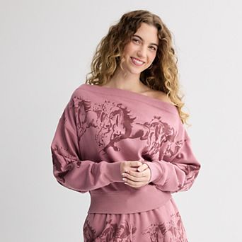 Juniors' Western Fleece Graphic Pullover