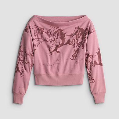 Juniors' Western Fleece Graphic Pullover