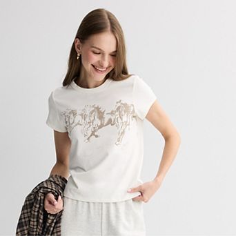 Juniors' Western Graphic Baby Tee