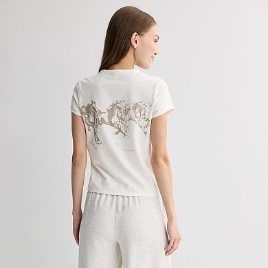 Juniors' Western Graphic Baby Tee
